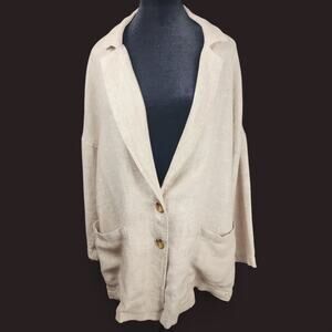 Beige Linen-Blend Relaxed Blazer